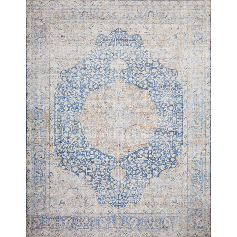 World Menagerie Nicolai Oriental Blue/Off White Area Rug & Reviews